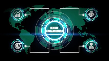 Global remote collaboration network connecting business growth handshake target achievement and