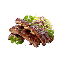 Delicious BBQ Pork Ribs with Coleslaw - Gourmet Food Photography