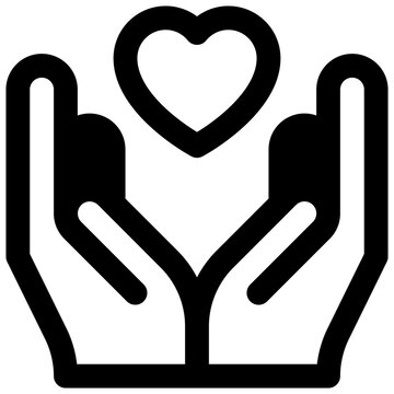 Volunteering experience. Outlined stroke vector icon with black-filled details.