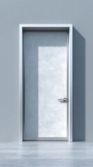 Naklejka premium scandinavian steel door with textured glazing, thin frame, polished edges with realistic shadows.
