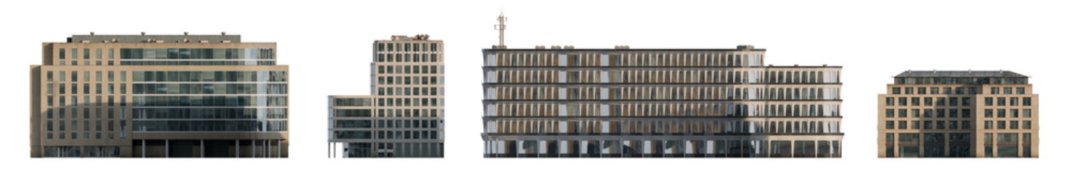 Modern building facades for architectural background isolated png on a transparent background premium cutout