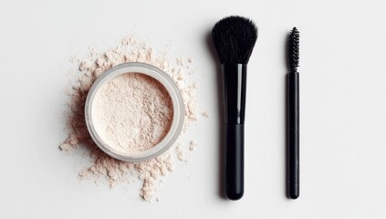 Cosmetic powder and brushes