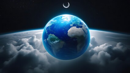 Digital Illustration of Earth Rotating in Space
