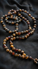Men's mala beads made of tiger's eye, shungite, amber and sandalwood. High quality photo