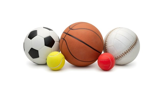 Collection of Various Sports Balls on Transparent Background