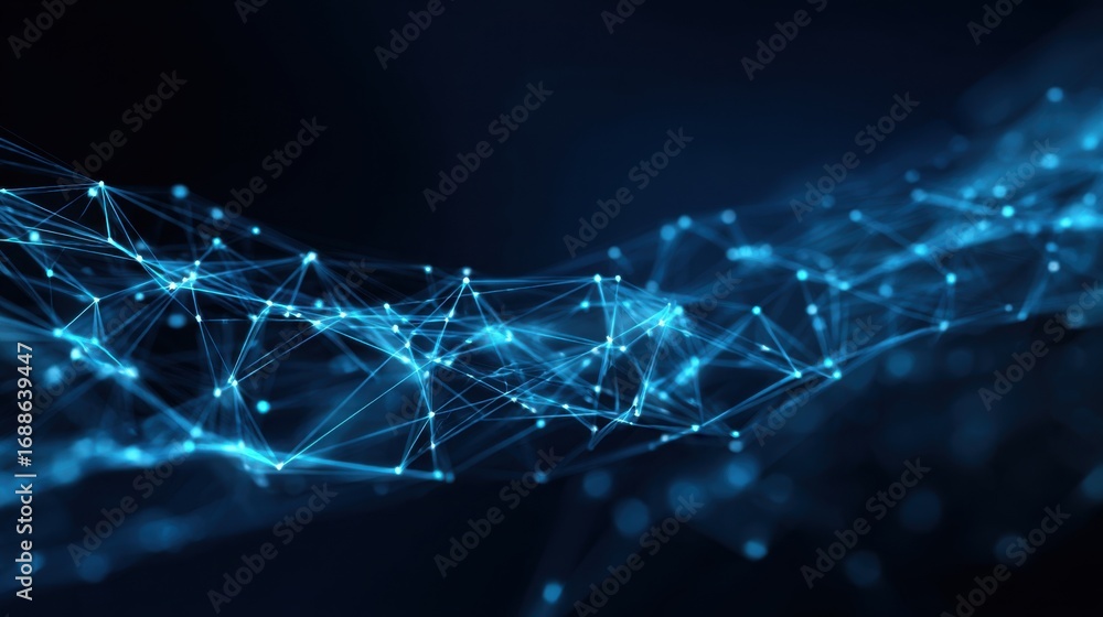 Fototapete a visual representation of an abstract digital network is displayed, featuring interconnected blue n