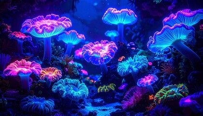 Bioluminescent underwater corals 
