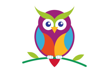 Owl sitting on branch silhouette illustration