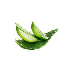 Fresh Aloe Vera Leaf Slices with Water Droplets on Black Background
