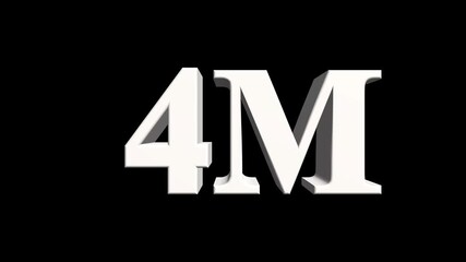 Abstract Glowing 4 Millions Letter Icon Animation on black background. Think you drop shadow on the 4M followers numbers.