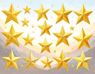 Obraz premium Golden stars on a pastel background