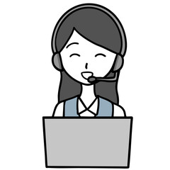 笑顔で対応するコールセンターの女性