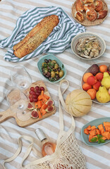 Romantic Outdoor Picnic Rosé Wine Fresh Food