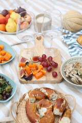 Outdoor Picnic with Wine and Fresh Fruits