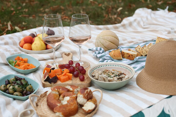 Romantic Outdoor Picnic Rosé Wine Fresh Food