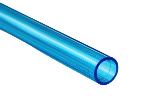 Blue plastic drinking straw