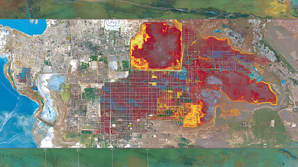 Heatmap Overlay on Urban and Rural Landscape
