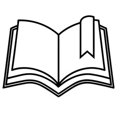 Open book with bookmark line art vector illustration  