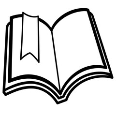 Open book with bookmark line art vector illustration  
