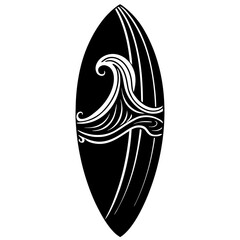 Surfboard wave silhouette vector illustration  