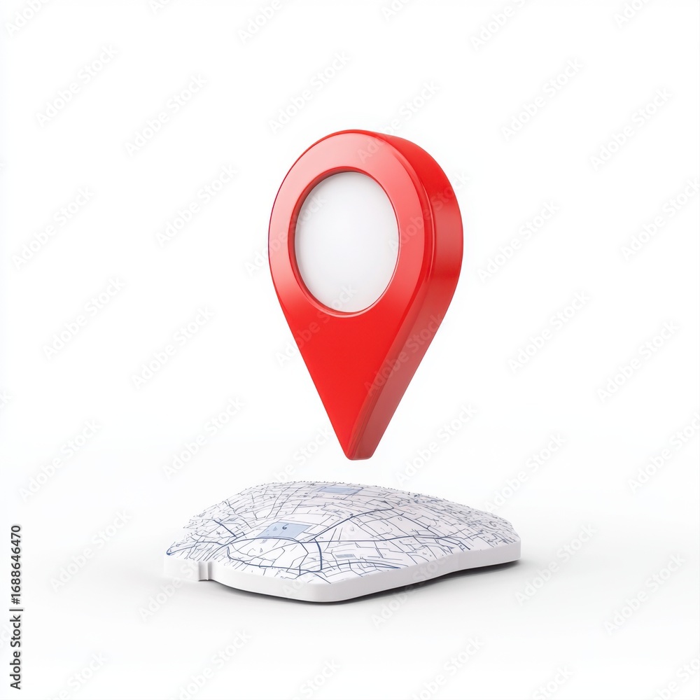 Aufkleber red map marker floating above a blank map background for navigation purposes