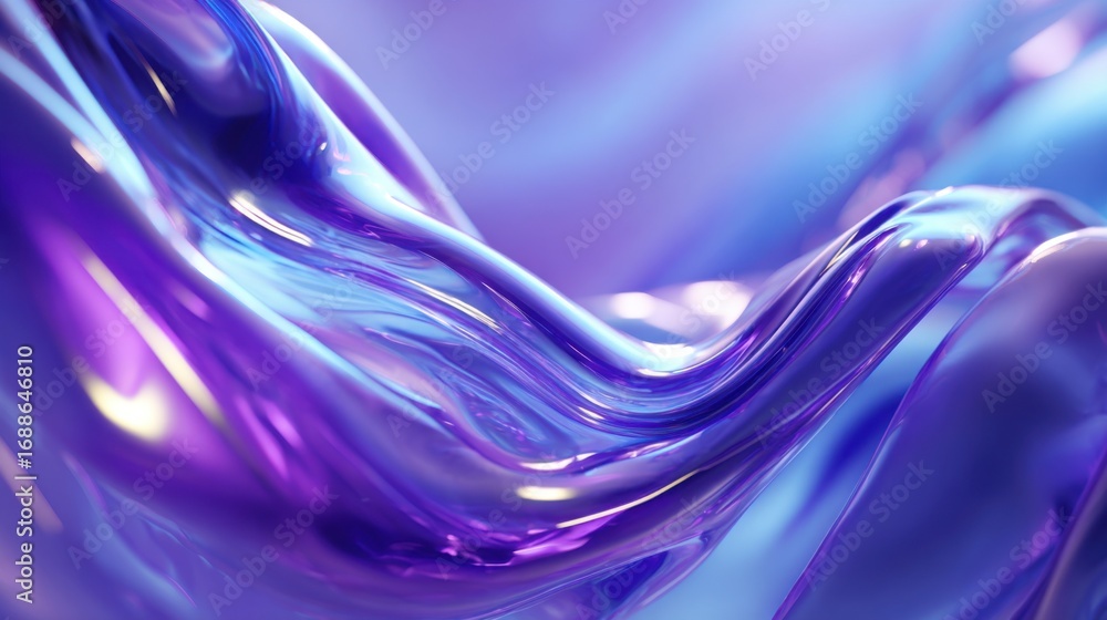Poster spectacular waves of purple and blue colors blend seamlessly, creating a mesmerizing visual effect. 