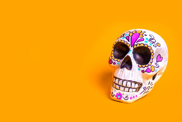 Painted skull for mexican Dia De Los Muertos holiday