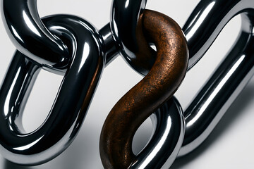 Intertwined Elements: A close-up captures a chain, its links interwoven, with a single distinctive element among them.  Emphasizing strength and connection.