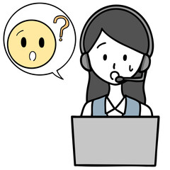 戸惑うコールセンターの女性と相談する人