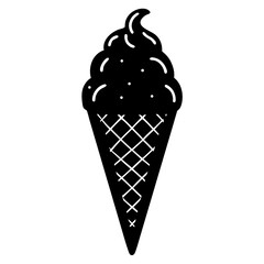 Ice cream cone doodle silhouette vector illustration  