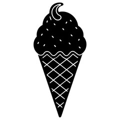 Ice cream cone doodle silhouette vector illustration  