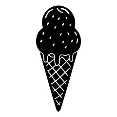 Ice cream cone doodle silhouette vector illustration  