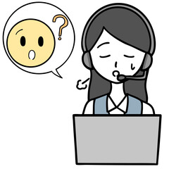 ほっとするコールセンターの女性と問い合わせる人