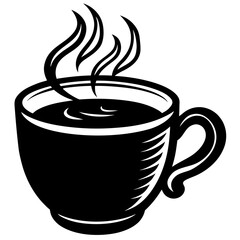 Cup of steaming coffee silhouette vector illustration  