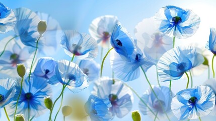 Beautiful Blue Flowers in Bright Natural Setting with Soft Focus and Gentle Light Enhancing Floral Aesthetics
