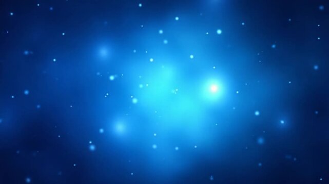 Mesmerizing blue night sky with flying particles and stars, particle background, galaxy wallpaper