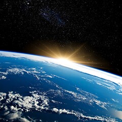 Earth rising over space