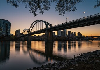 river downtown modern bridge city