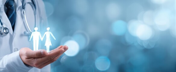 The doctor holds symbols of love and support in healthcare for couples.
