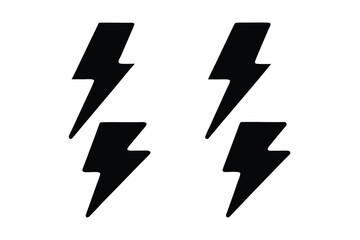 set of lightning storm silhouette illustration