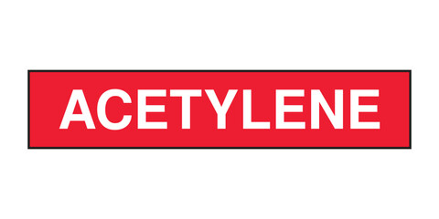 ACETYLENE Gas Hazard Sign: Bold White Text on Red Background for Flammable Material Identification and Industrial Safety | High Quality Vectorial Stock Imag