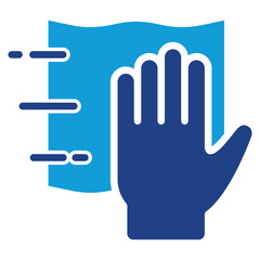 Cleaning Cloth Glyph Blue Silhouette Icon Design Vector - Hand holding cloth wiping surface symbolizing sanitation and hygiene