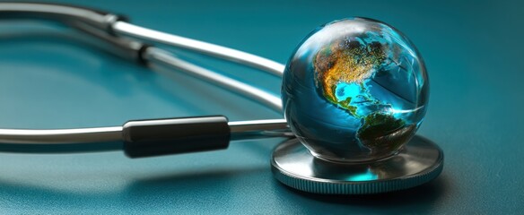 The Stethoscope Embracing the Earth: A Symbol of Global Health Care.