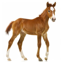 Obraz premium Vibrant Color Visual of a Photo Horse, Isolated on a White Background