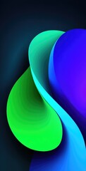 Abstract colorful shape with a gradient from green to blue, dark background