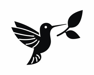 Hummingbird feeding icon silhouette illustration