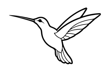 Obraz premium line art Hummingbird feeding silhouette illustration