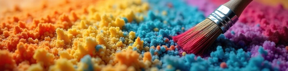 Fototapeta premium Artist Transforming Plush Carpet with Vibrant Paint, Close-Up View of Creative Home Decor and Unique Floor Design