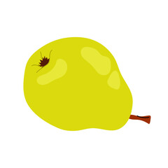 Flat illustration of ripe pear. Seasonal juicy fruit for packaging, food and drink design or healthy nutrition. Pear isolated on white background.