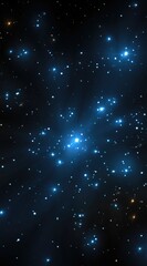 Obraz premium Deep space vista featuring sparkling blue starlight scattered throughout the dark cosmos, with a few warmer, muted orange stars subtly present